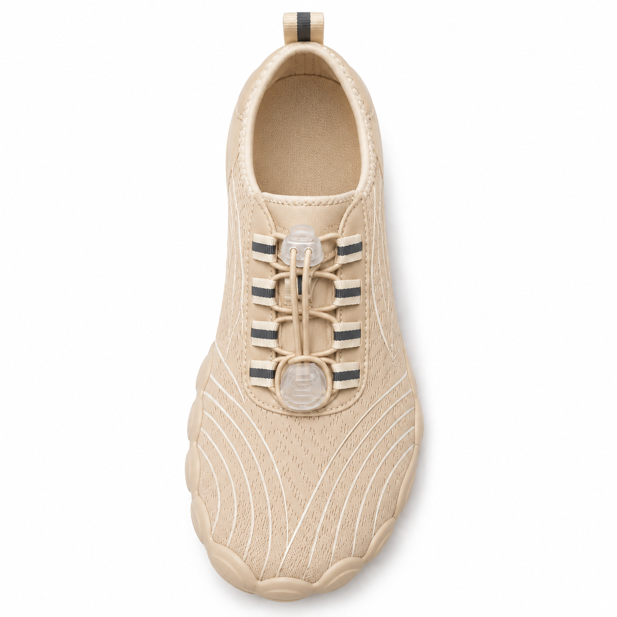 Cotta Flow Apricot barefoot schoen – bovenaanzicht met brede teenbox