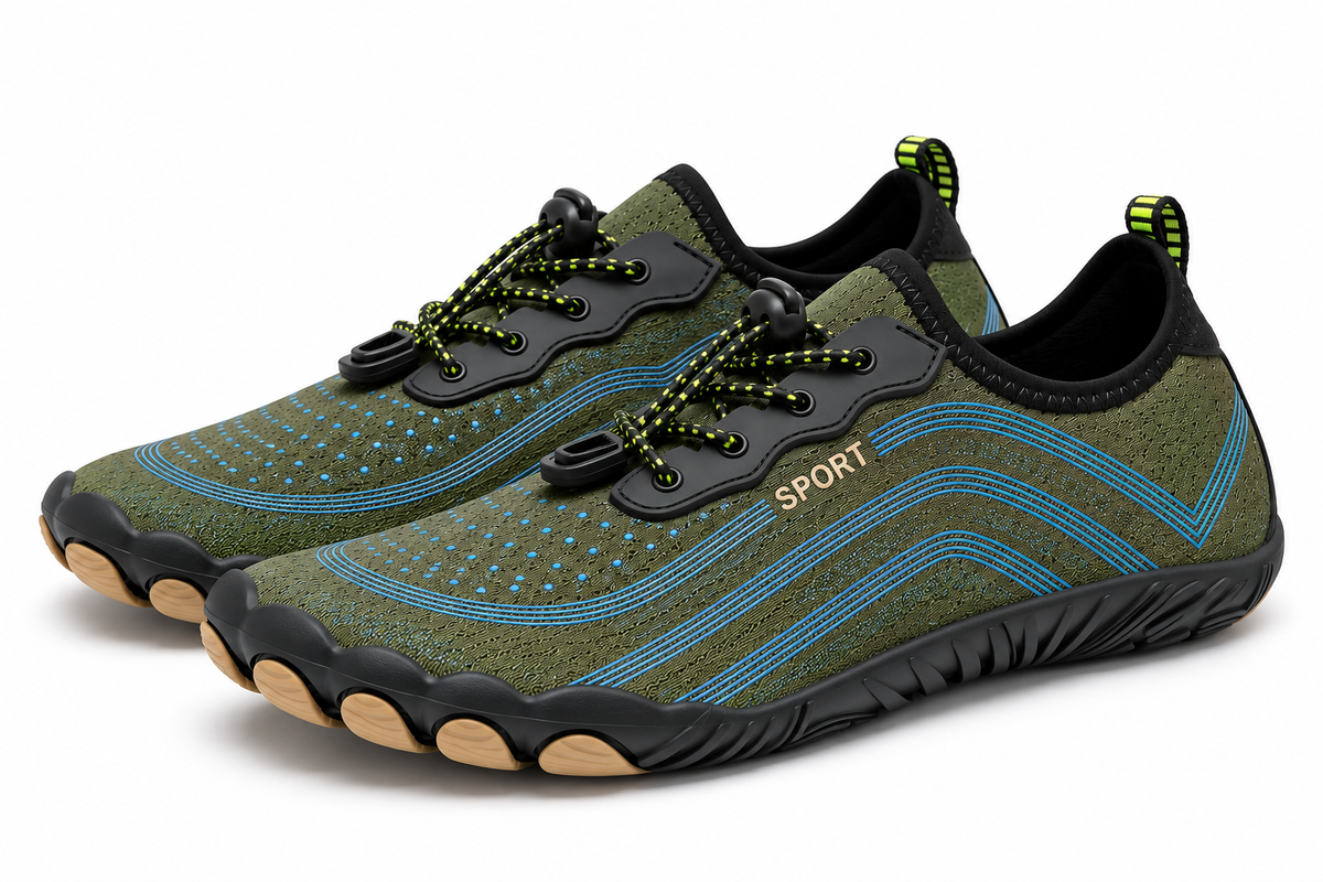 Cotta Terra Green barefoot schoenen – paar schuin vooraanzicht voor dames en heren
