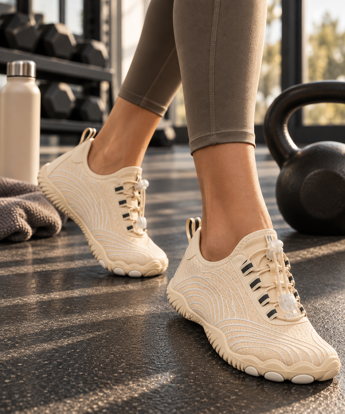 Cotta Flow Apricot barefoot schoenen tijdens fitness en krachttraining in de sportschool