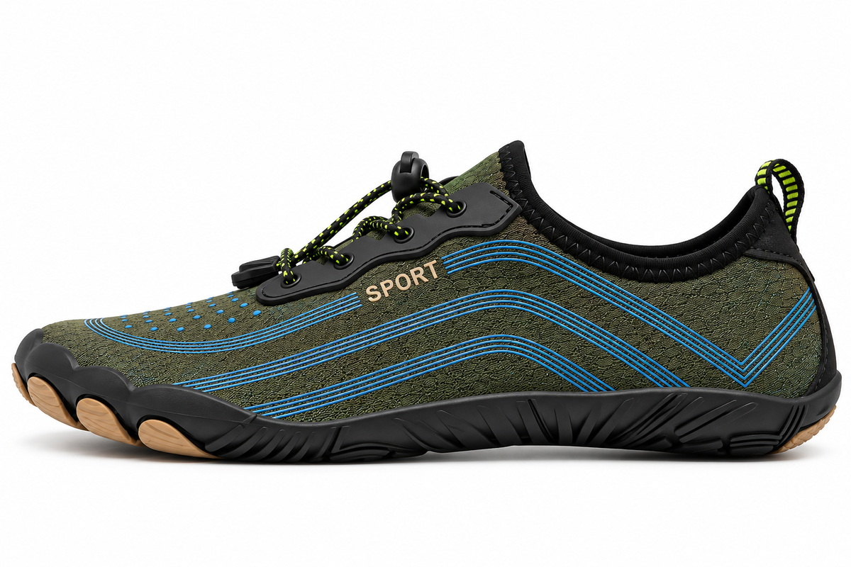 Cotta Terra Green barefoot schoen – zijaanzicht met flexibele zero-drop zool