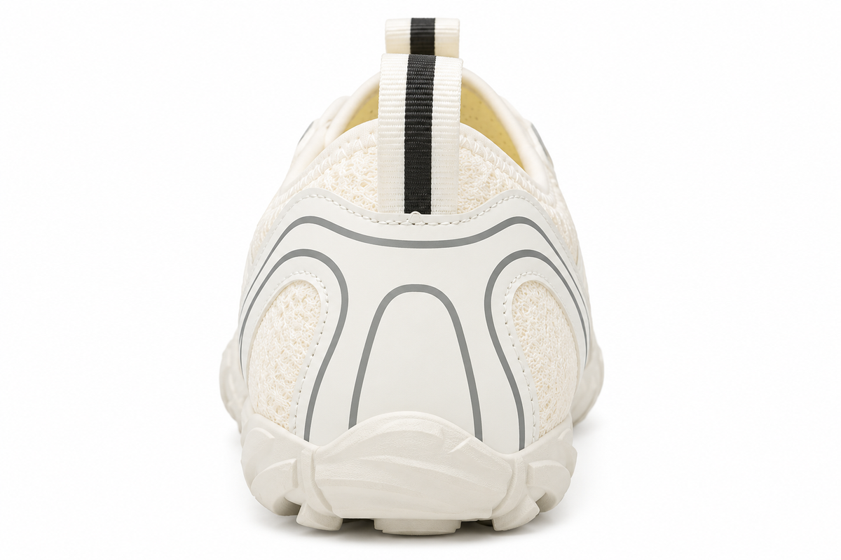 Cotta Trail Chalk barefoot schoen – achteraanzicht met hielconstructie