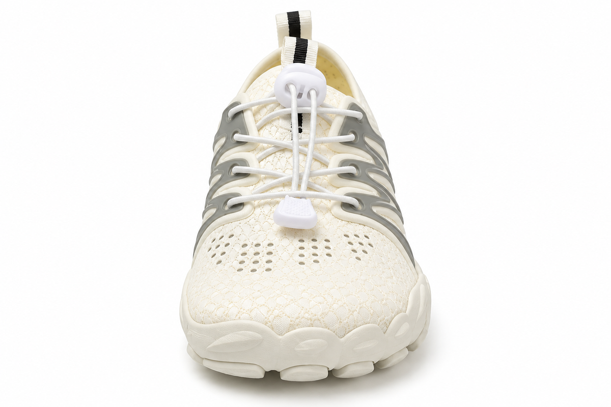 Cotta Trail Chalk barefoot schoen – vooraanzicht met brede teenbox