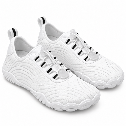 Cotta Flow Pearl witte barefoot schoenen voor dames en heren – paar schuin vooraanzicht