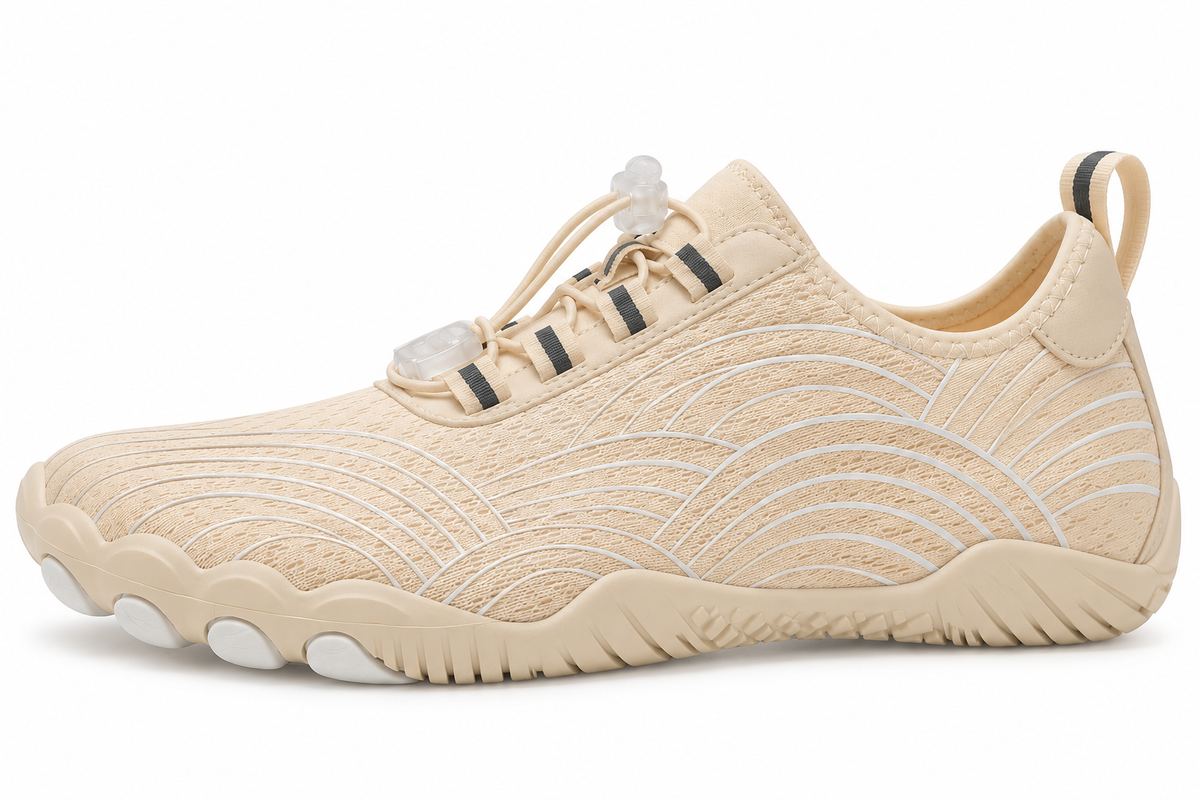 Cotta Flow Apricot barefoot schoen – zijaanzicht met flexibele zero-drop zool
